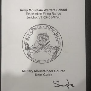 Cover of a Military Mountaineer Course Knot Guide from Army Mountain Warfare School.